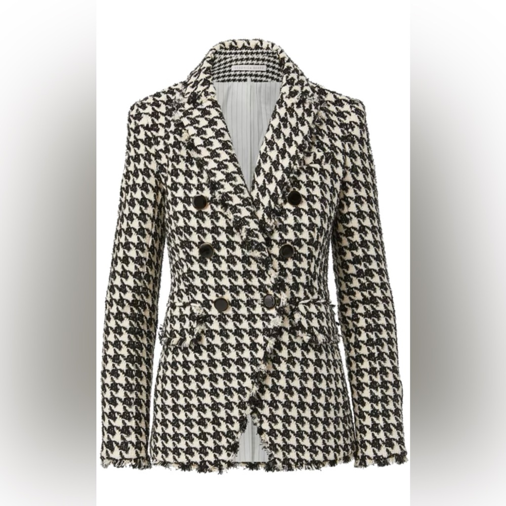 Veronica Beard Black and Cream Textured Blazer and Mini Skirt set - Picture 2 of 12